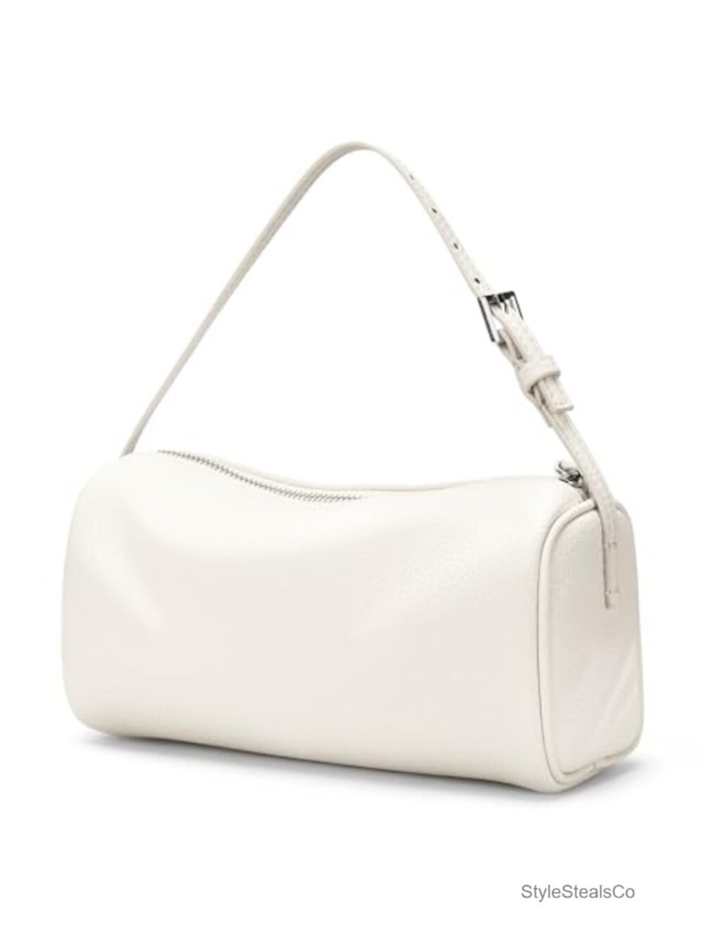 Vegan Leather Mini Barrel Crossbody Purse Adjustable Strap